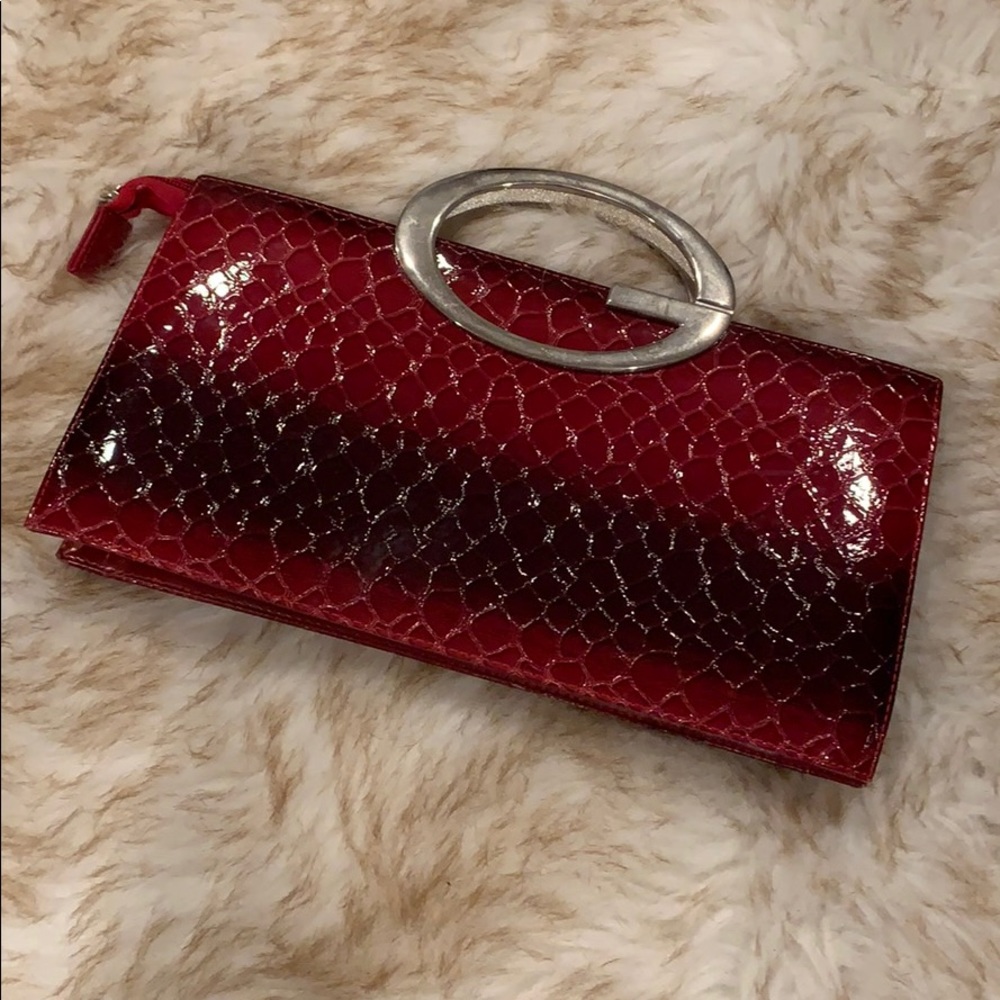 Vintage G Clutch. Red Crocodile Print!